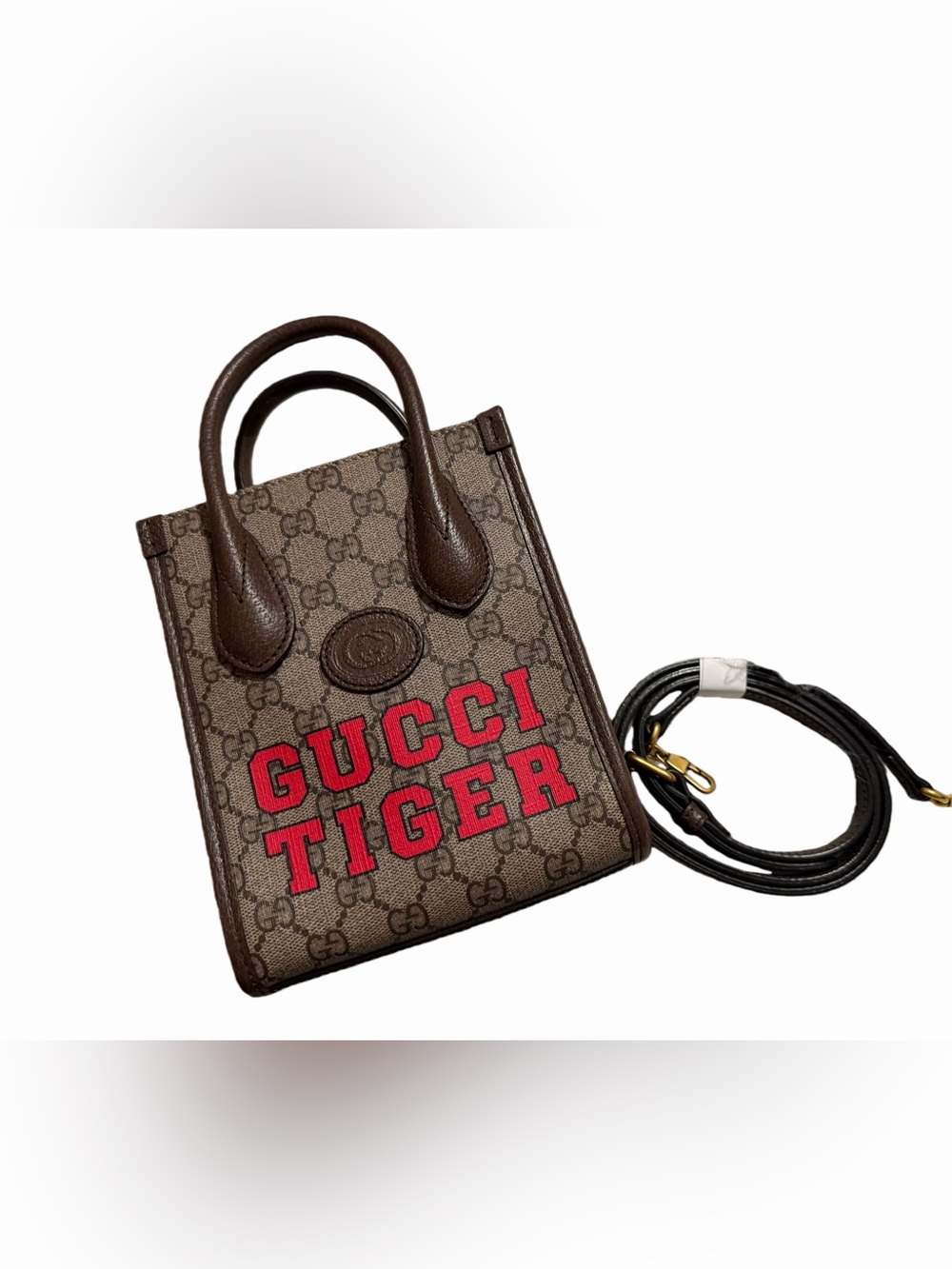 Gucci GG Supreme Tiger Mini Tote Bag/Crossbody